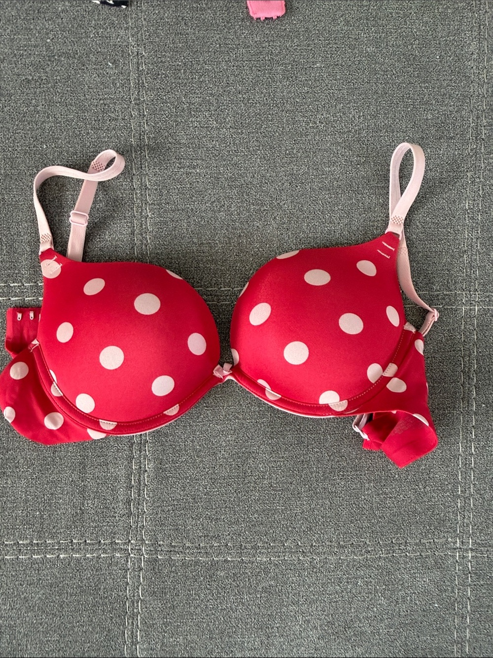 PINK Victoria's Secret Red polka dot push-up bikini top